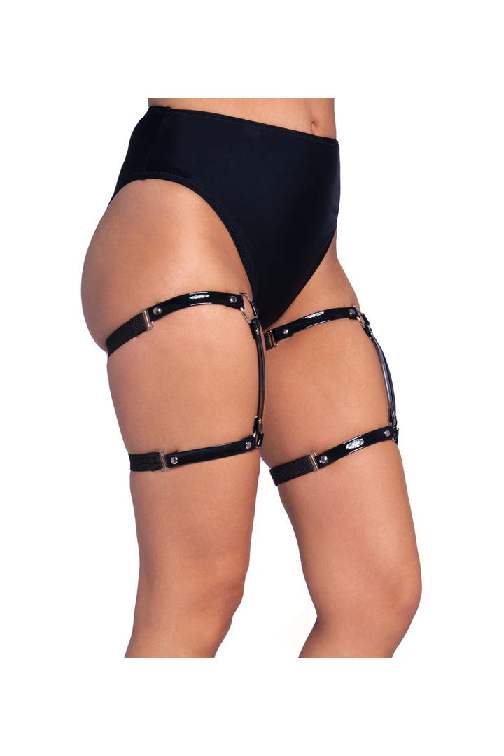 Leg Avenue Dual Strap Thigh Garters Black in One Size  2