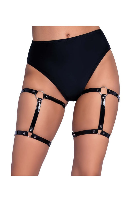 Leg Avenue Dual Strap Thigh Garters Black in One Size 