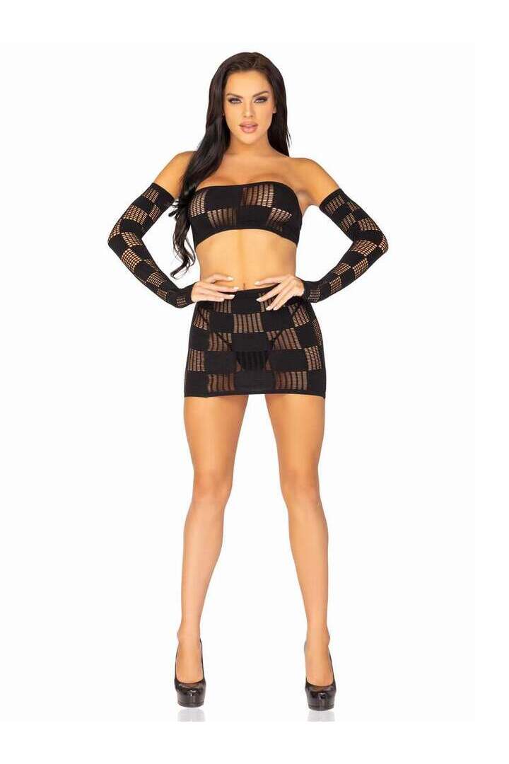 Leg Avenue Ego Trip Checkerboard Bandeau Set in One Size 10