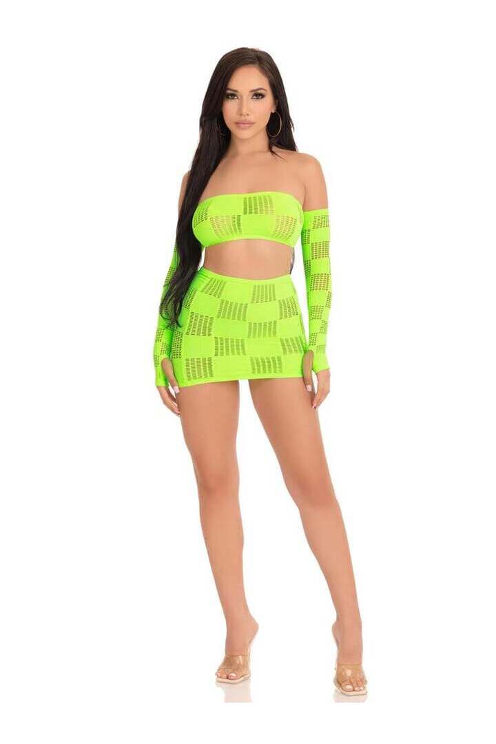 Leg Avenue Ego Trip Checkerboard Bandeau Set in One Size 2