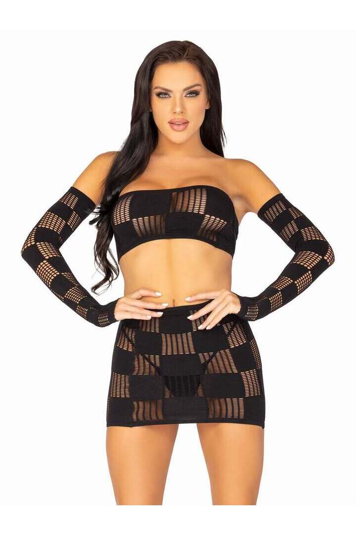 Leg Avenue Ego Trip Checkerboard Bandeau Set in One Size 6