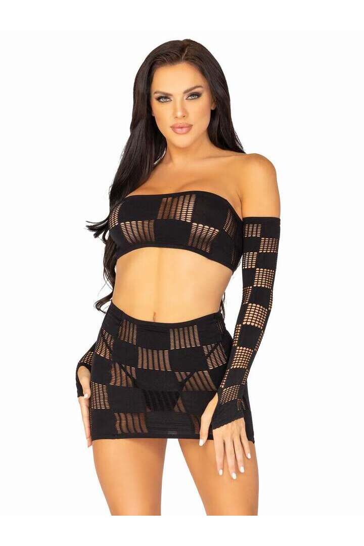 Leg Avenue Ego Trip Checkerboard Bandeau Set in One Size 9