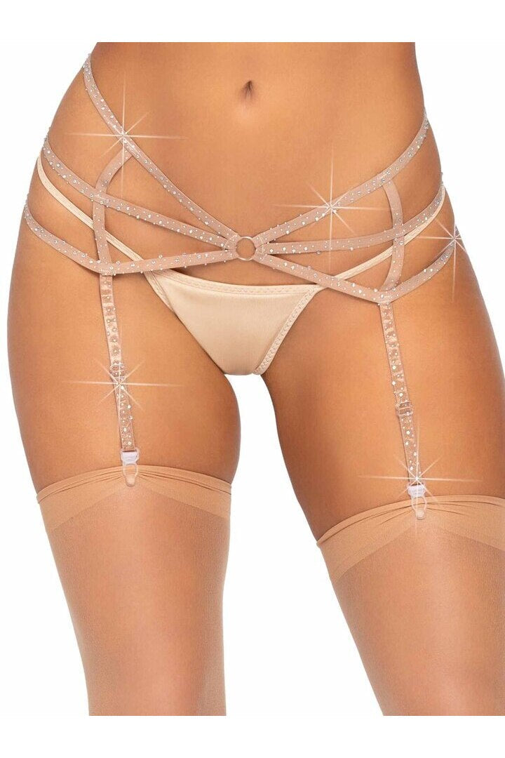 Leg Avenue Estee Rhinestone Garter Belt in One Size 2