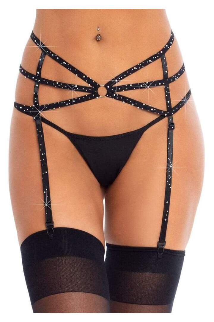 Leg Avenue Estee Rhinestone Garter Belt in One Size 4