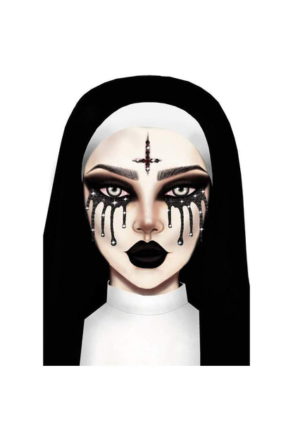 Leg Avenue Evil Nun Rhinestone Stick-On Jewels Black/Red in One Size 