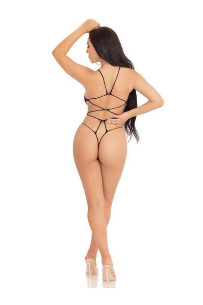 Leg Avenue Ex-Factor Lace Bodysuit Teddy Black in One Size 4