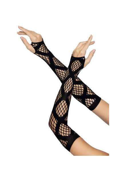 Leg Avenue Faux Wrap Industrial Net Arm Warmers Black in One Size 