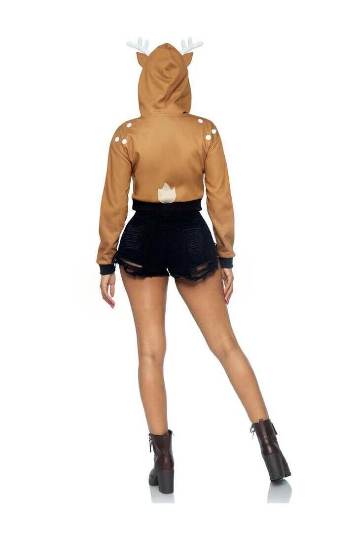 Leg Avenue Fawn Cropped Hoodie With Antler in Brown 6