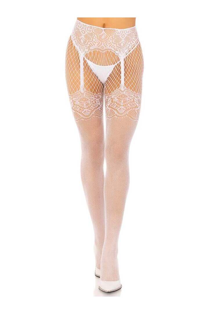 Leg Avenue Faye Garter Belt Backseam Tights in One Size 3