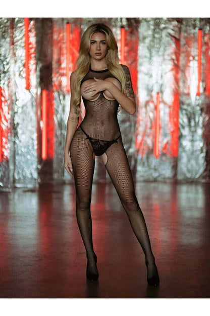 Leg Avenue Feel Me Cupless Bodystocking Black in One Size 5