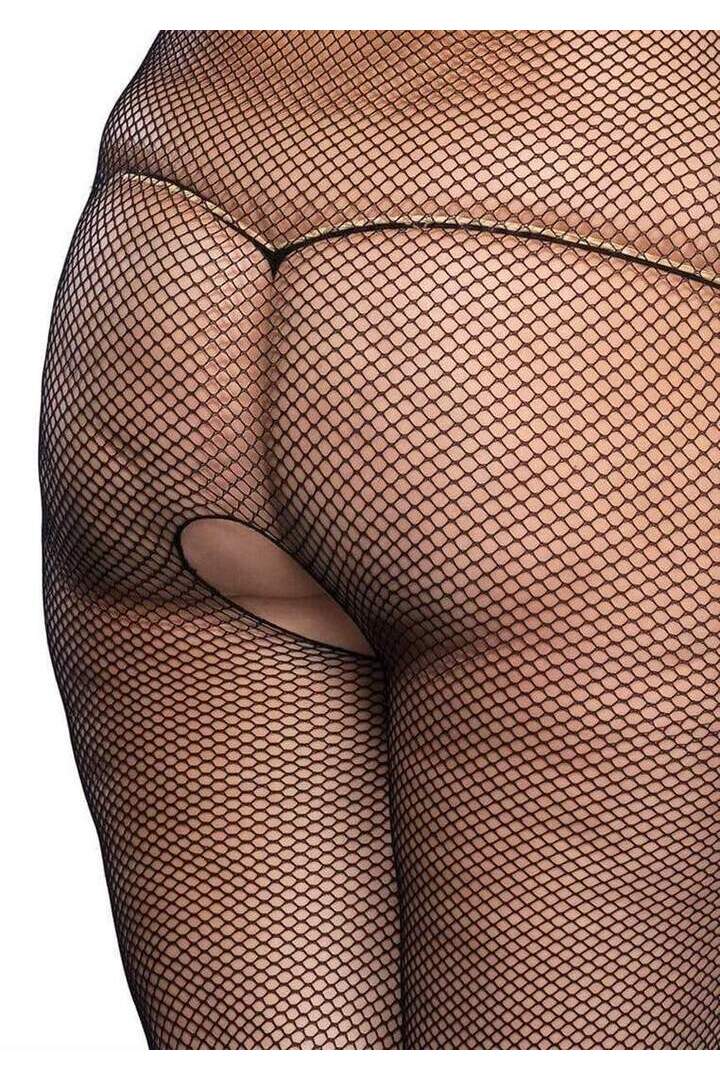 Leg Avenue Feel Me Plus Cupless Bodystocking Black in Queen Size 5