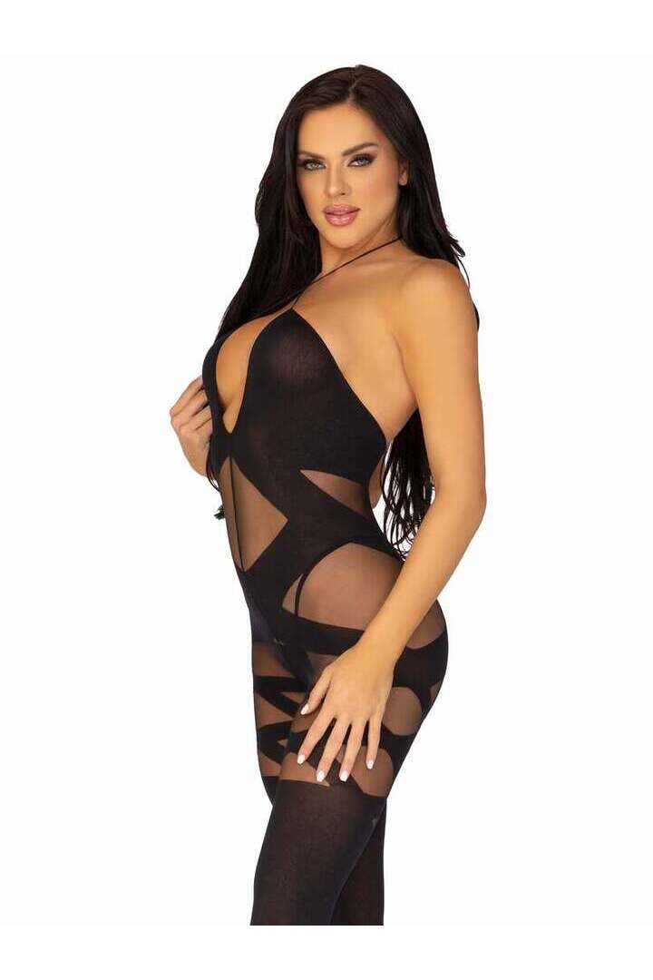 Leg Avenue Feels Like Love Opaque Bodystocking Black in One Size 2