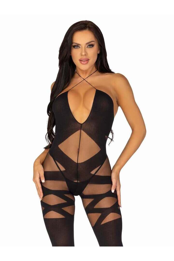 Leg Avenue Feels Like Love Opaque Bodystocking Black in One Size 