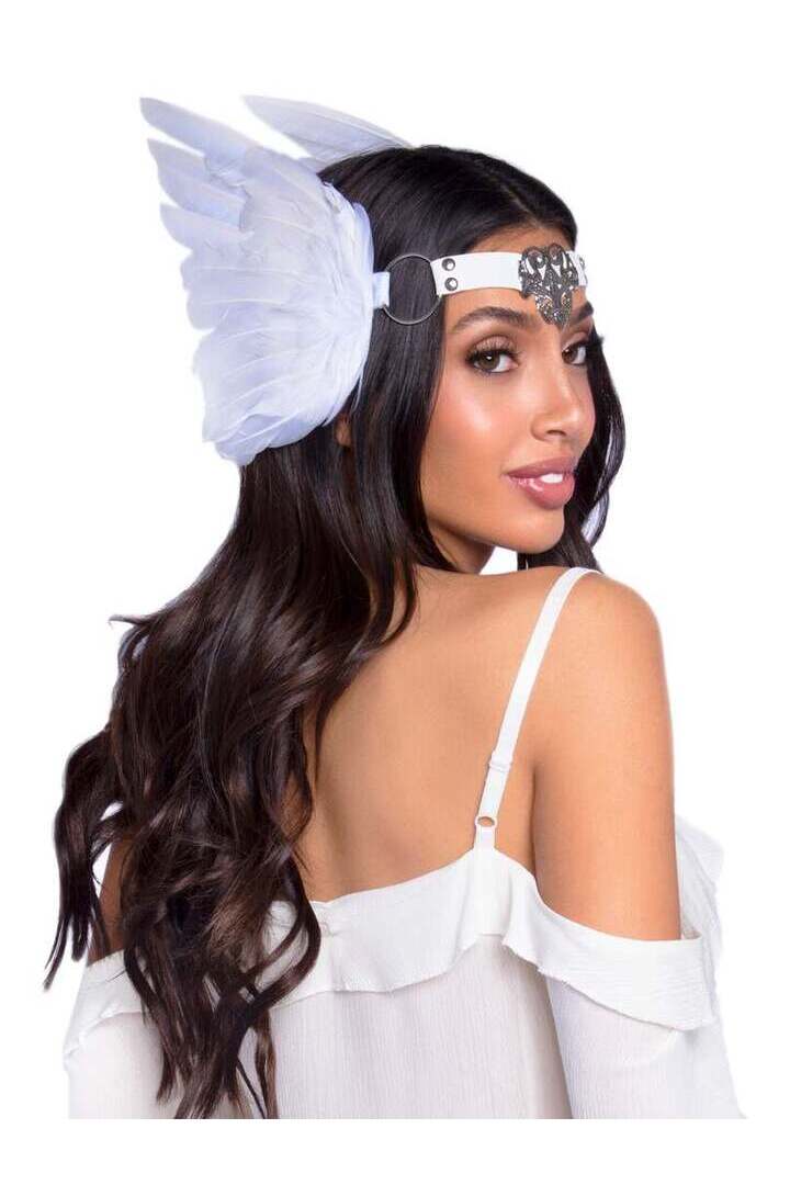 Leg Avenue Filigree Medallion Feather Headband White in One Size 1