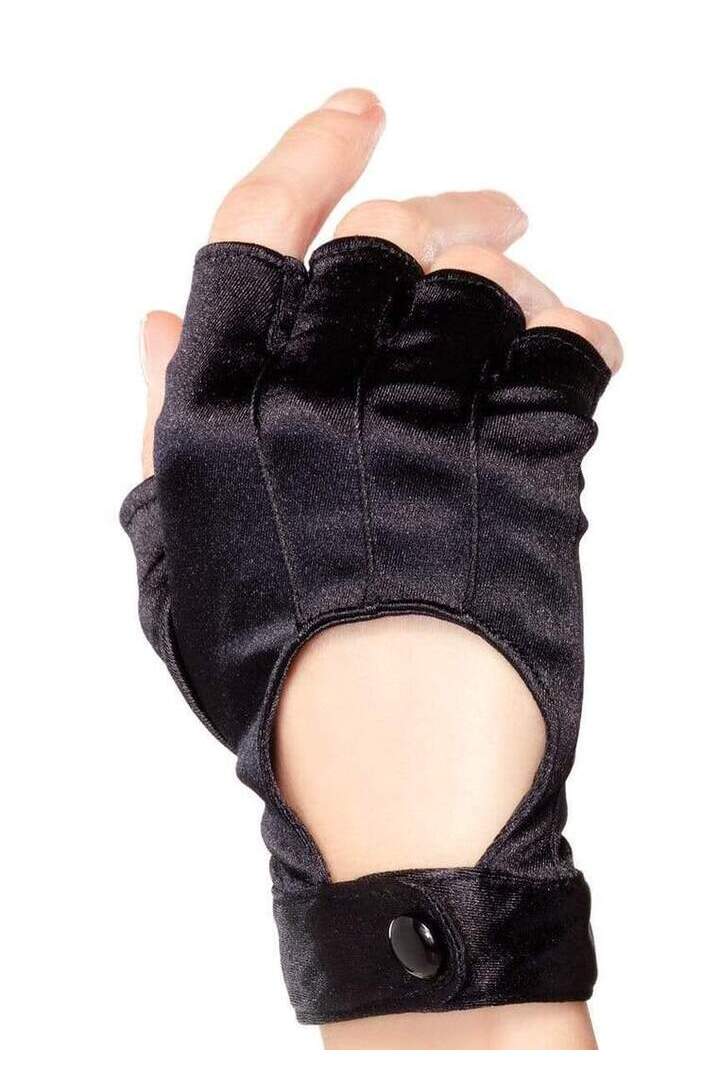 Leg Avenue Fingerless Motorcycle Gloves with Velcro Strap Black in One Size 2