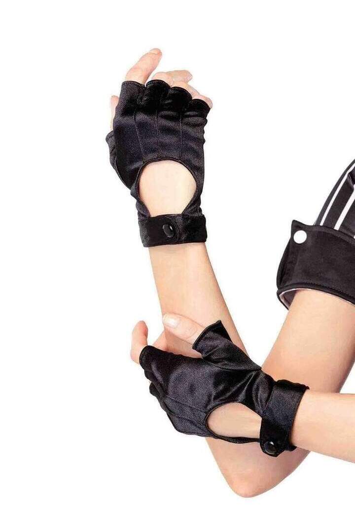 Leg Avenue Fingerless Motorcycle Gloves with Velcro Strap Black in One Size 