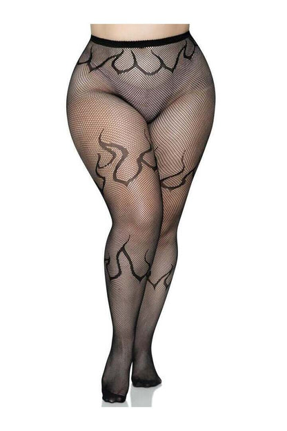 Leg Avenue Flame Plus Fishnet Tights in 1X/2X 2