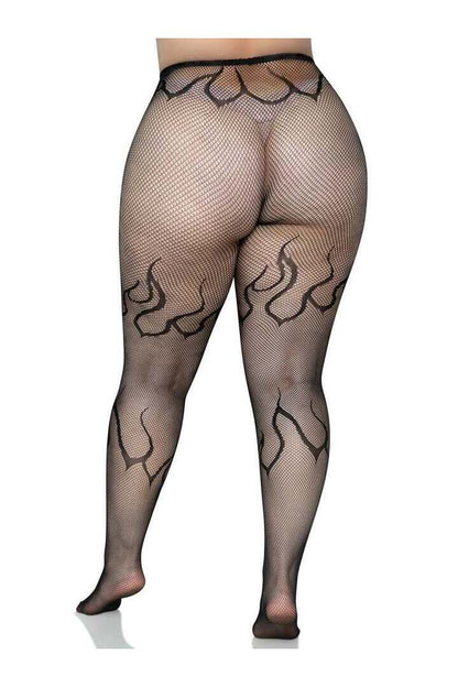 Leg Avenue Flame Plus Fishnet Tights in 1X/2X 3