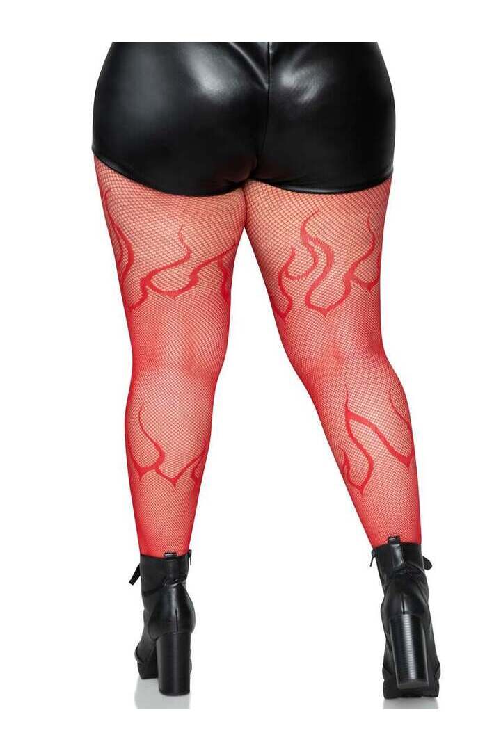 Leg Avenue Flame Plus Fishnet Tights in 1X/2X 5