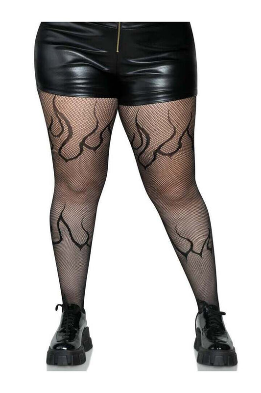 Leg Avenue Flame Plus Fishnet Tights in 1X/2X 