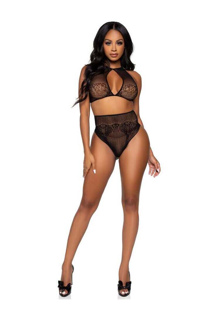 Leg Avenue Forever Mine Crop Top Set Black in One Size 3