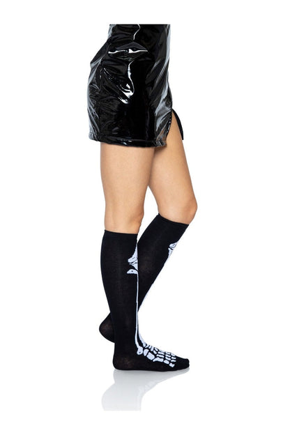 Leg Avenue Frankie Skeleton Knee Socks Black/White in One Size  2