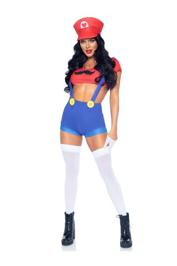 Leg Avenue Gamer Babe Sexy Costume With Hat in Red/Blue 3