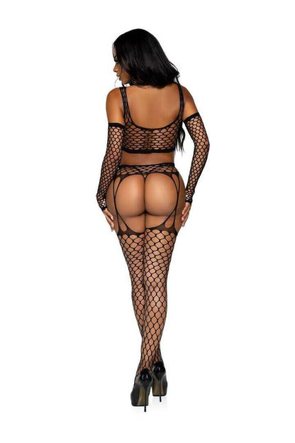 Leg Avenue Get Into It Crop Top and Garter Stockings Set in One Size 5