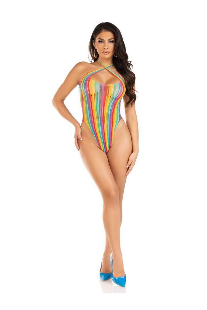 Leg Avenue Getaway Girl Rainbow Bodysuit Multicolor in One Size 4