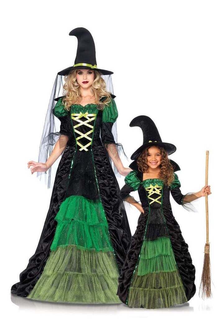 Leg Avenue Girl's Storybook Witch Costume in Black/Neon Green 2