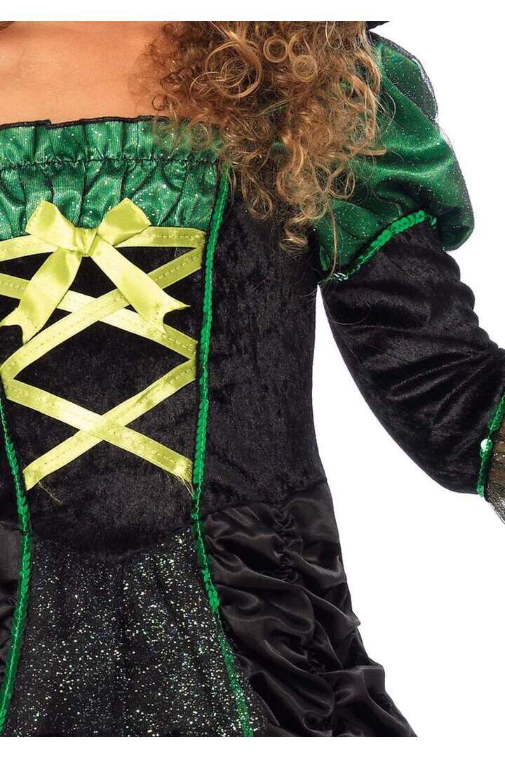 Leg Avenue Girl's Storybook Witch Costume in Black/Neon Green 4