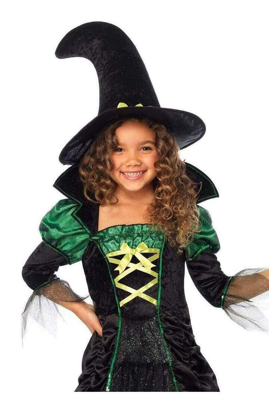 Leg Avenue Girl's Storybook Witch Costume in Black/Neon Green 