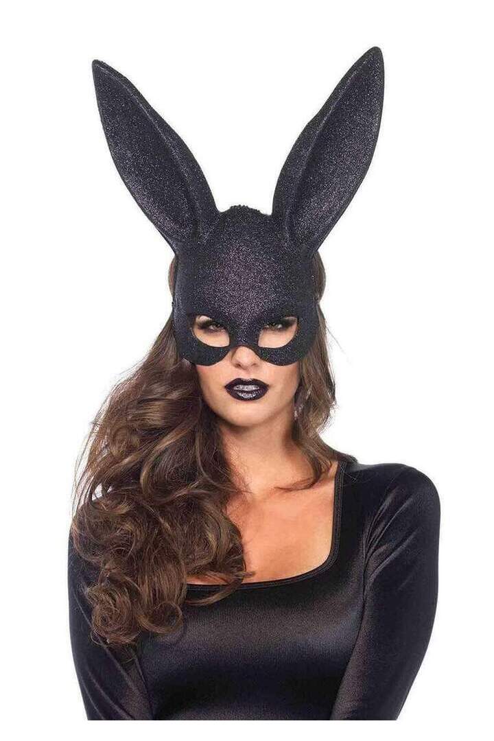 Leg Avenue Glitter Masquerade Bunny Rabbit Mask Black in One Size 