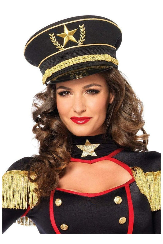 Leg Avenue Gold and Black Military Officer Costume Hat Black in One Size 