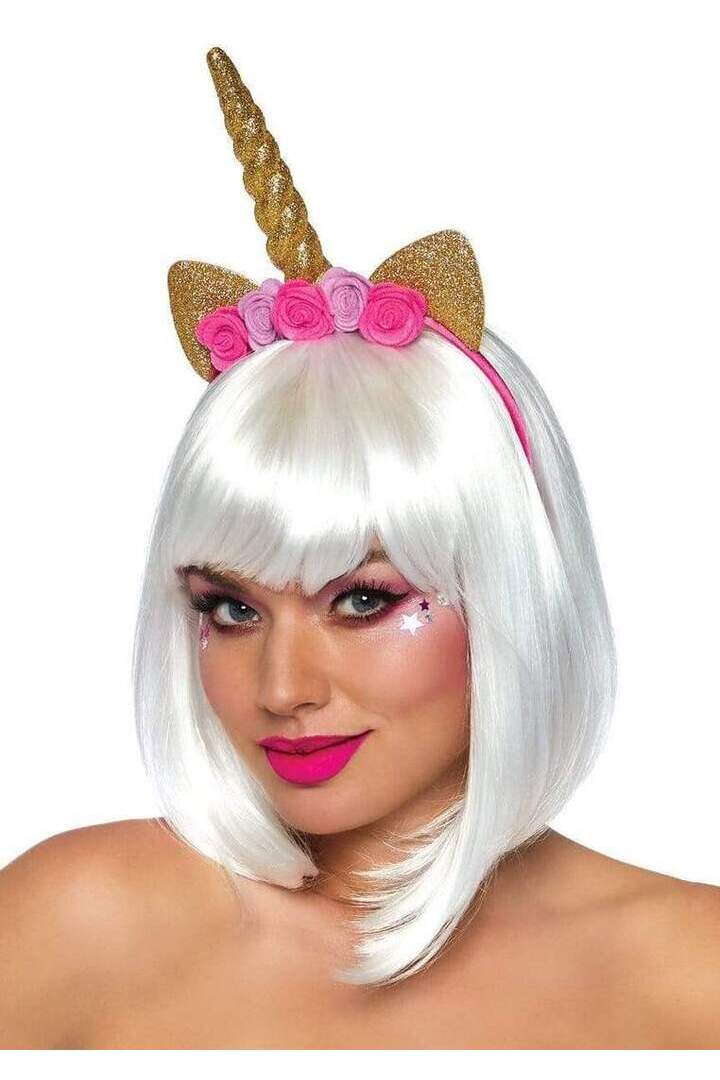 Leg Avenue Golden Unicorn Flower Crown Headband Gold in One Size 