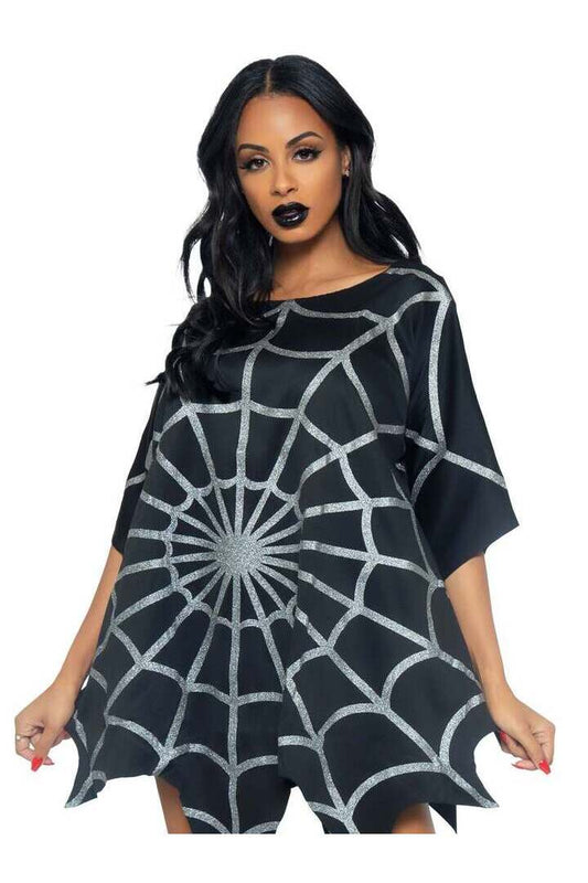 Leg Avenue Gothic Glitter Spider Web Costume Poncho in One Size 