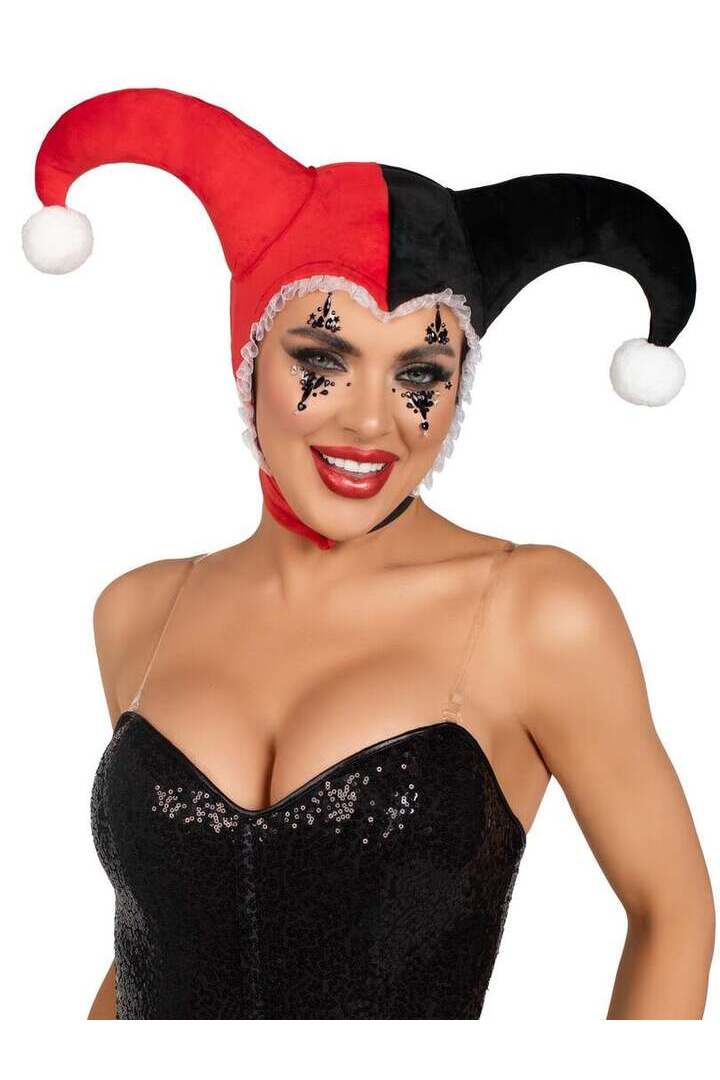Leg Avenue Harlequin Bonnet Black/Red in One Size 3