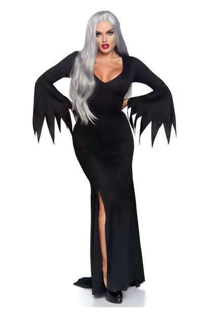 Leg Avenue High Slit Floor Length Bodycon Gothic Dress in Black 2