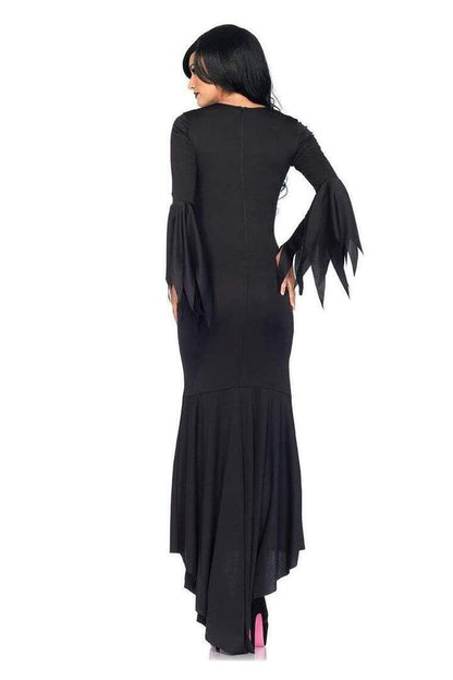 Leg Avenue High Slit Floor Length Bodycon Gothic Dress in Black 3