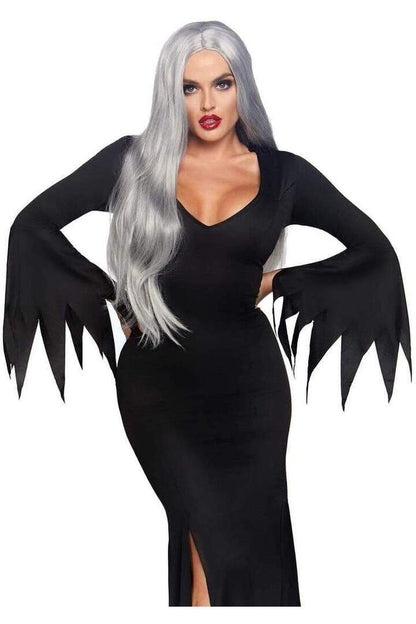 Leg Avenue High Slit Floor Length Bodycon Gothic Dress in Black 