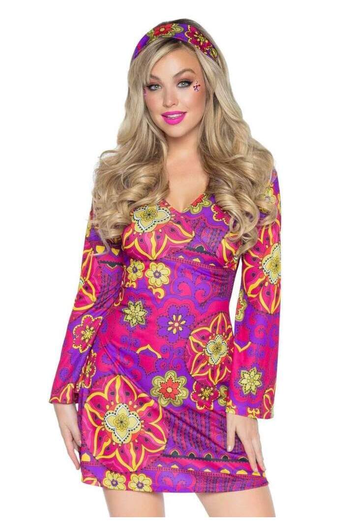 Leg Avenue Hippie Girl Costume in Pink/Purple 2