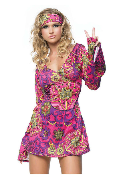 Leg Avenue Hippie Girl Costume in Pink/Purple 3