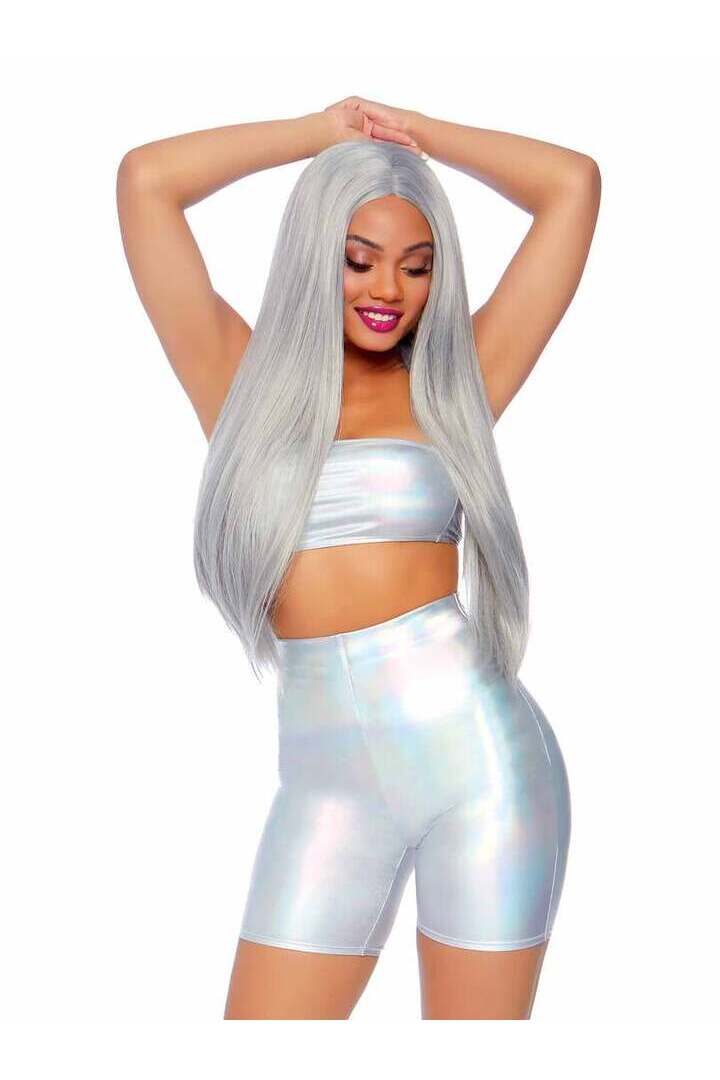 Leg Avenue Holographic Bandeau and Shorts Set in Holographic 2