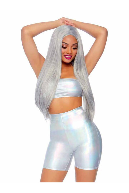 Leg Avenue Holographic Bandeau and Shorts Set in Holographic 2