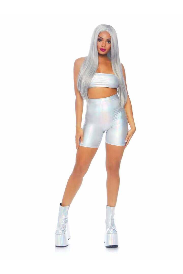 Leg Avenue Holographic Bandeau and Shorts Set in Holographic 3