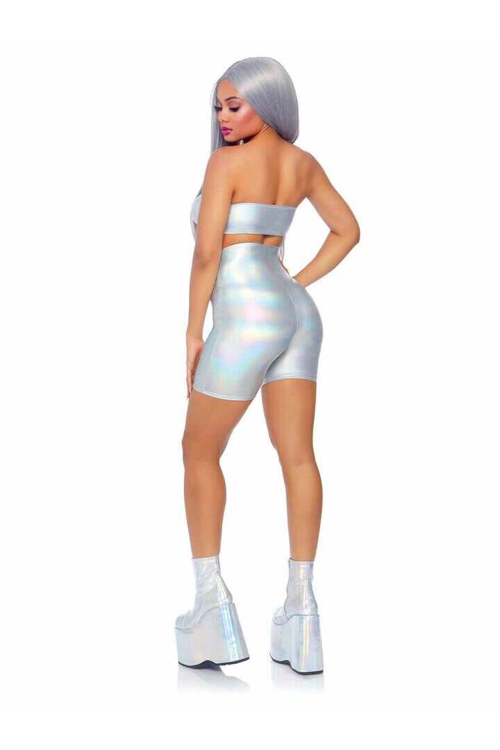 Leg Avenue Holographic Bandeau and Shorts Set in Holographic 4