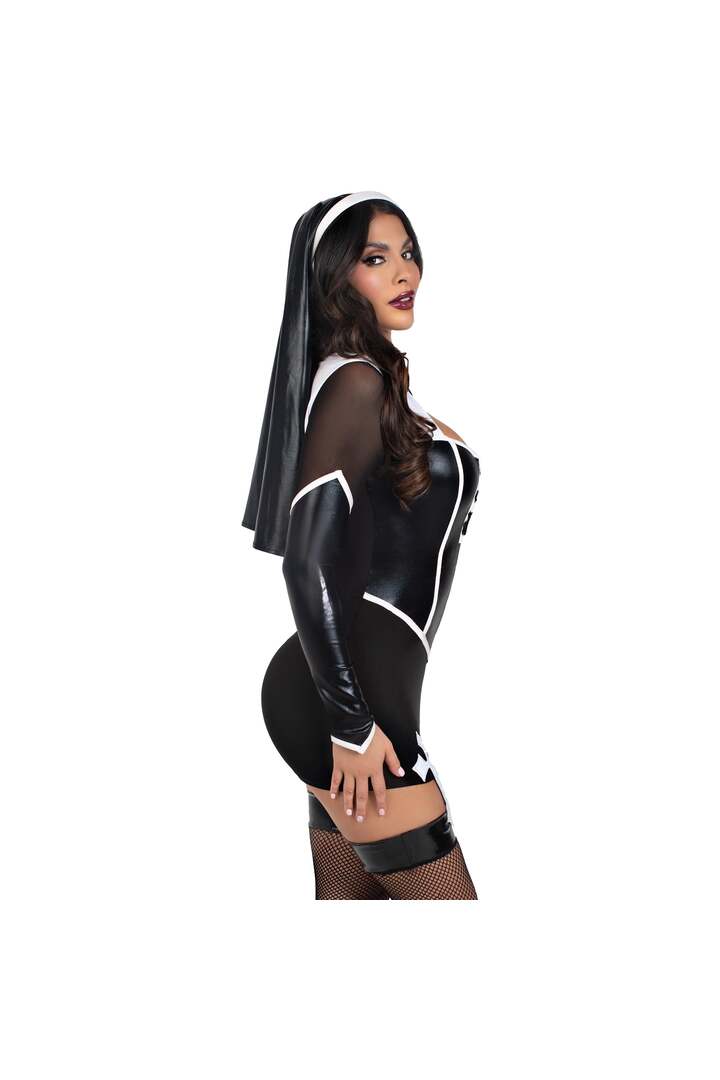 Leg Avenue Holy Hottie Nun Costume Black/White 2