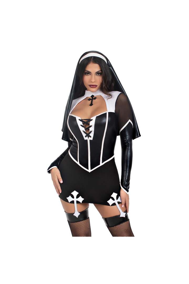 Leg Avenue Holy Hottie Nun Costume Black/White 3