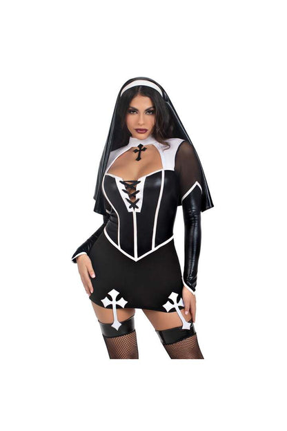 Leg Avenue Holy Hottie Nun Costume Black/White 3