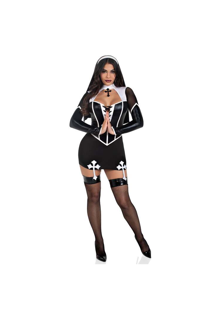 Leg Avenue Holy Hottie Nun Costume Black/White 4